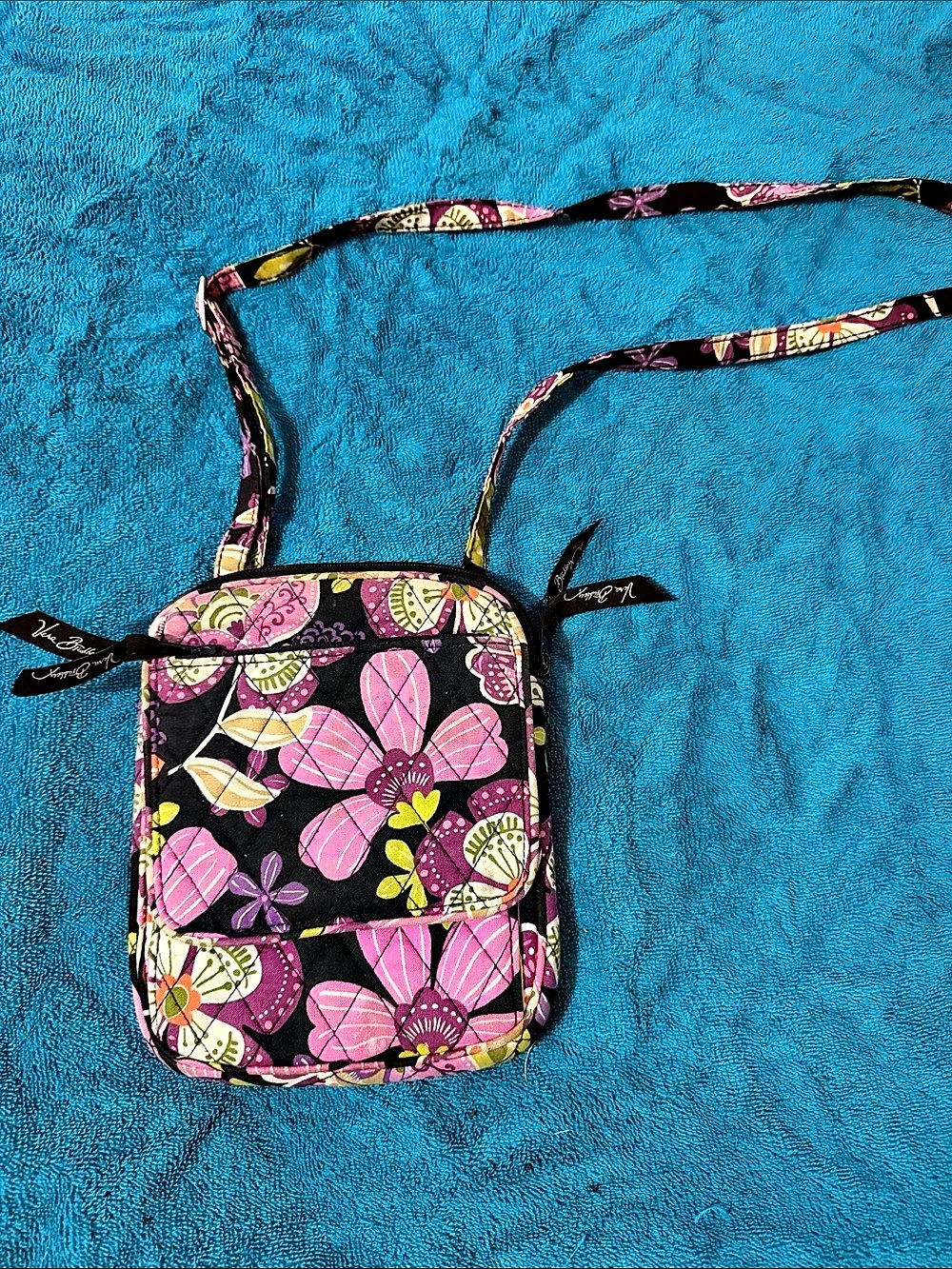 Vera Bradley Little Hipster Crossbody Bag Floral Crossbody Bag Black & Pink